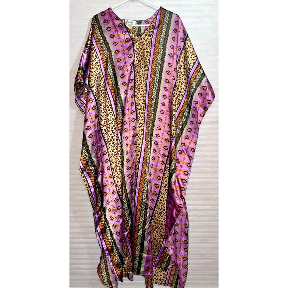 Purple and Gold Patterned Women's Kaftan